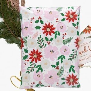 4 SETS LEFT🌸10 JUMBO Designer Festive poinsettia Poly Mailers 19 x 24 inch